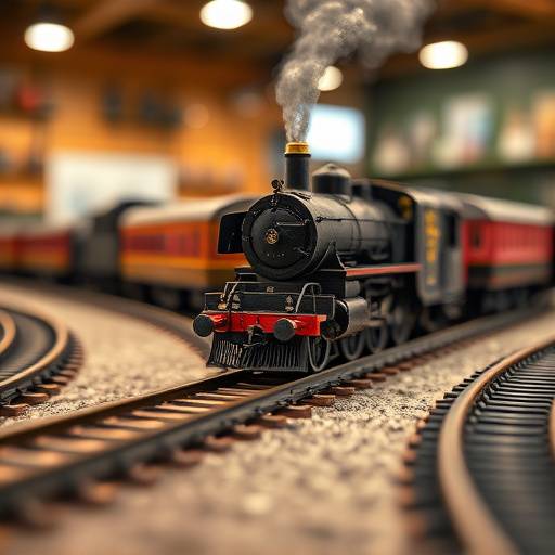A detailed model train set on a track