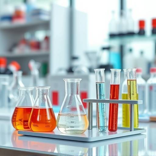 A science kit with beakers, test tubes, and other scientific instruments