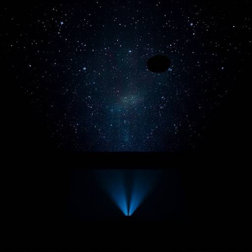 Starlight Projector in a dark room projecting stars onto the ceiling
